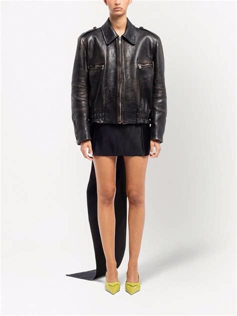 letther jacket prada|prada distressed leather jacket.